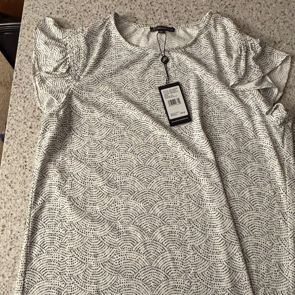 Adrianna Papell Gray Ruffled Short Sleeve Blouse